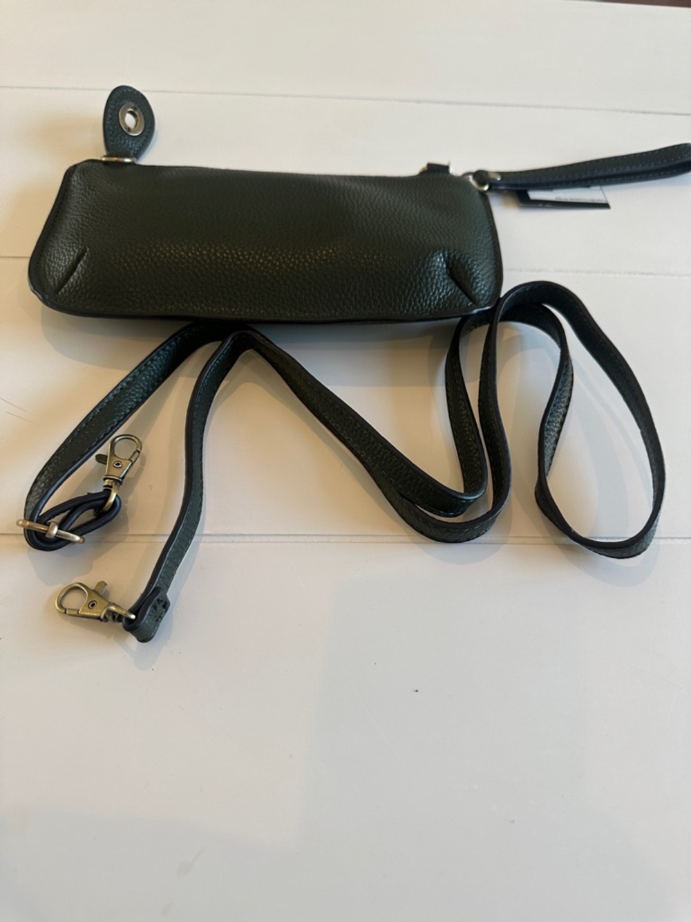 Joy Susan Black Pebbled Leather Wristlet with Gold Turn-Lock - Picture 3 of 5